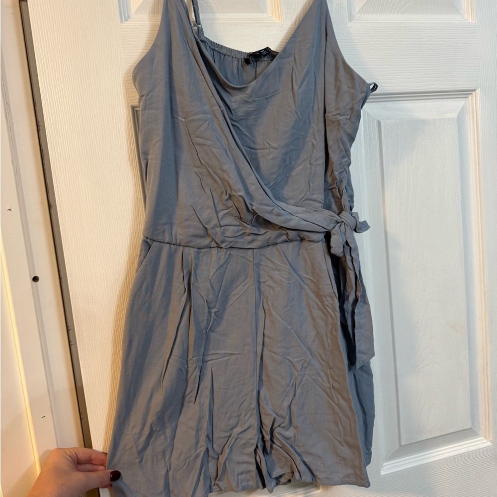 Blue Romper with side wrap.